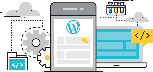 wordpress Development flat line graphic